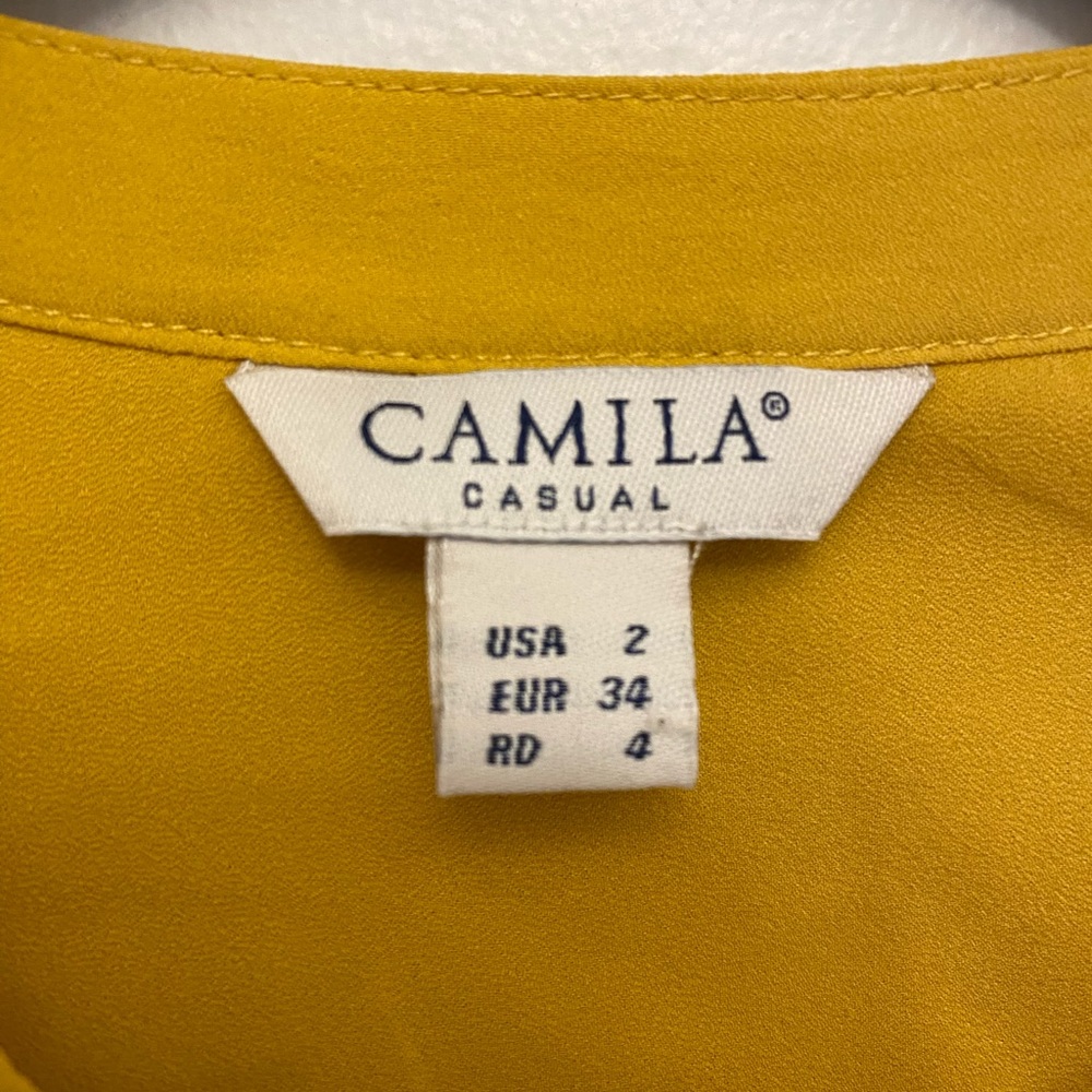 Camilla Solid Yellow Polyester Long Sleeve Blouse… - image 4